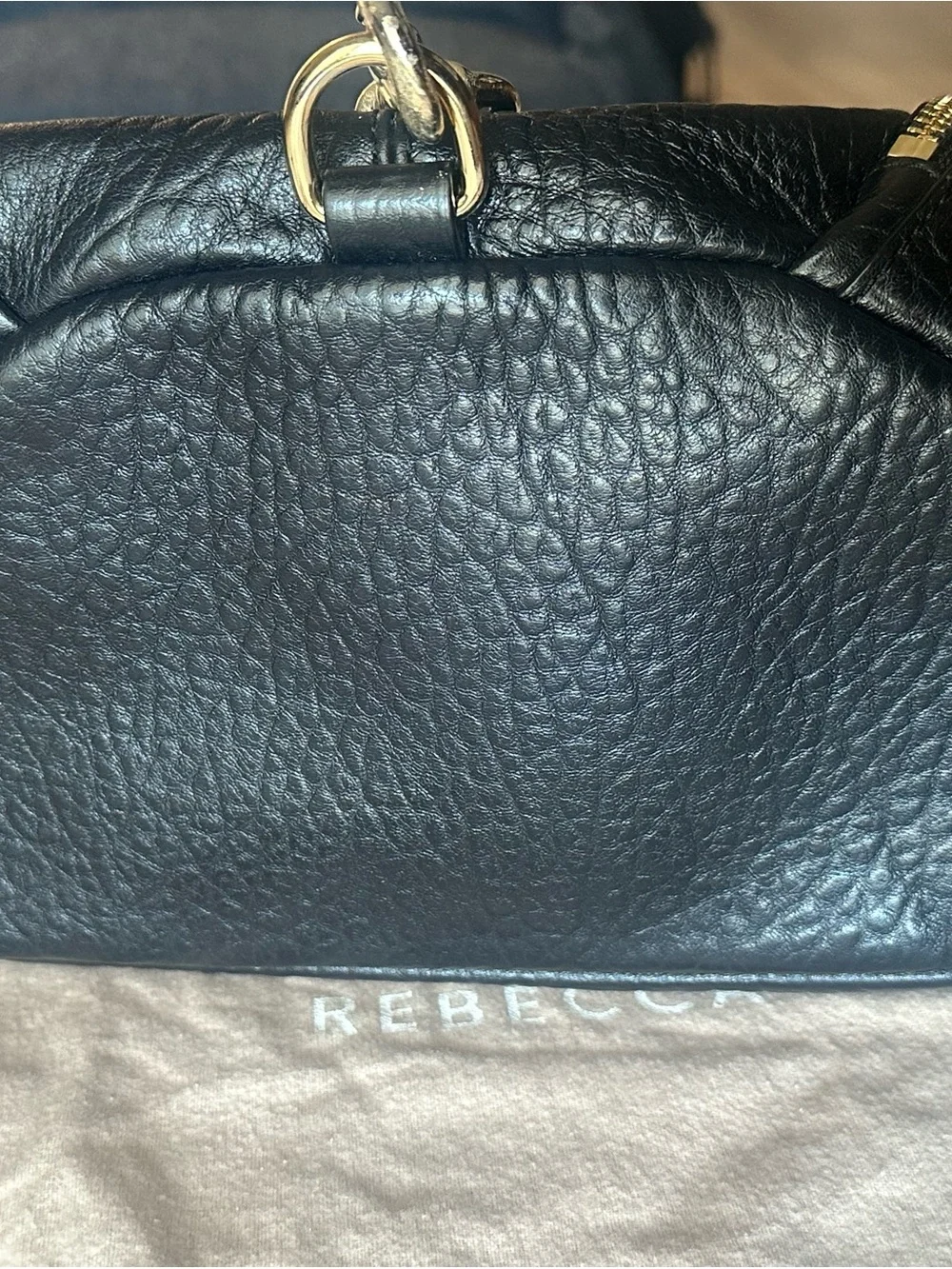 Rebecca Minkoff Julian Black Leather Backpack with Gold-Tone Hardware